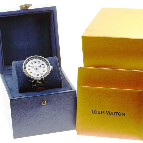 LOUIS VUITTON Tambour Moon QA096 Dual time Silver Dial Quartz Men's Watch_819489 - Picture 1 of 7